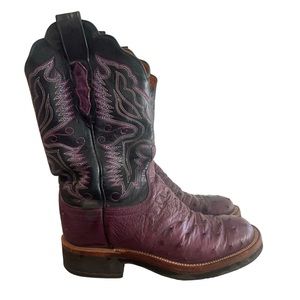 Lucchese 2000 Ostrich Boots Crepe Sole Womens Purple Grape